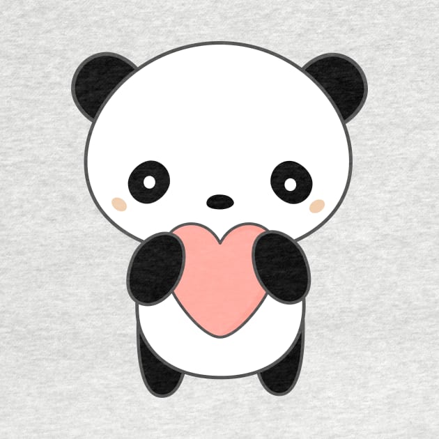 Kawaii Cute Panda Bear With Heart T-Shirt by happinessinatee